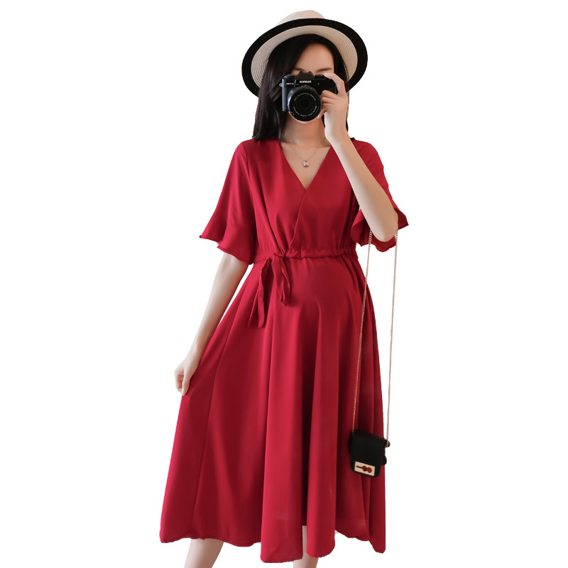 孕妇长款过膝2021新款潮妈连衣裙 himibaby连衣裙