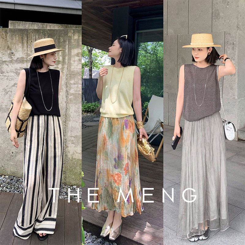 梦梦THE MENG【信念】亚麻+莱塞尔气质轻奢纯色基础款背心吊带 - 图0