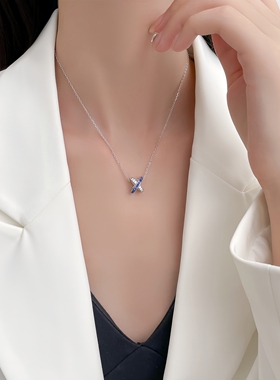 高圆圆于适同款蓝宝石X锁骨链