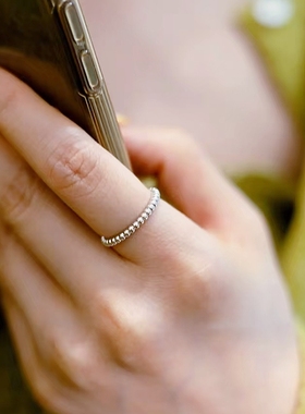 女925银百搭单排圆珠珠戒指