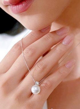 纯银女戴妃王妃款珍珠项链