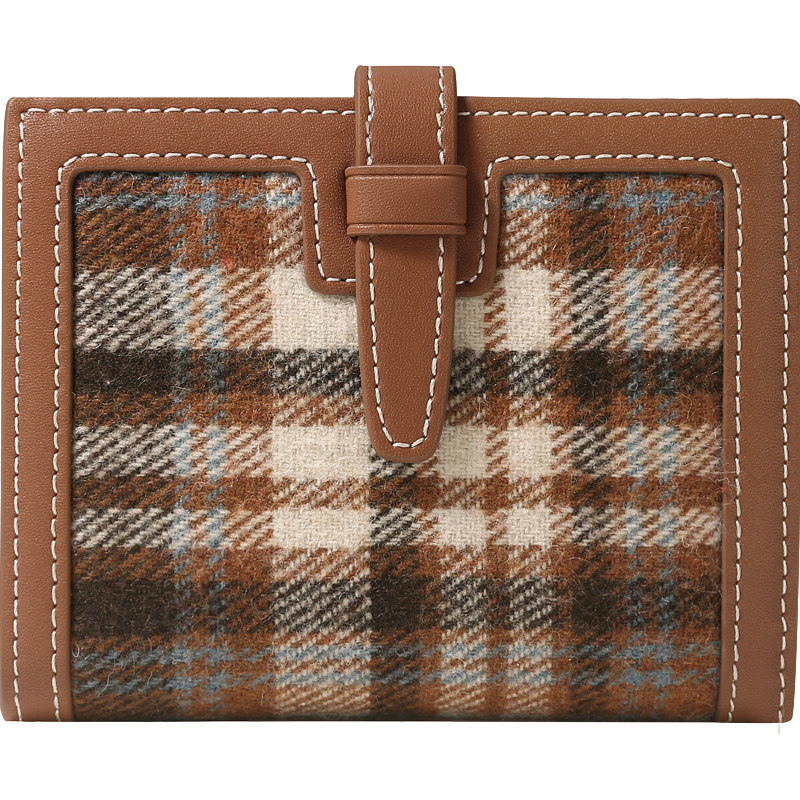 爱路喜旗舰店秋冬简约复古格子钱包 爱路喜钱包