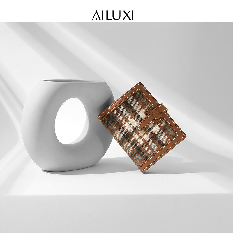 爱路喜旗舰店秋冬简约复古格子钱包 爱路喜钱包