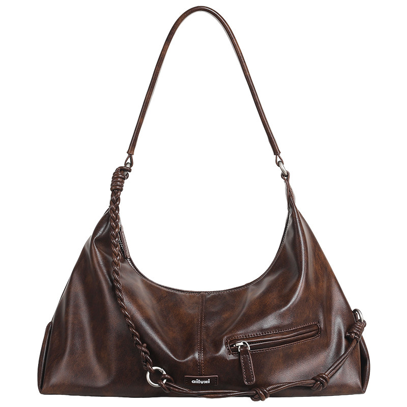 爱路喜腋下经典hobo包包女百搭休闲复古棕色通勤包软皮手提饺子包,淘宝优惠券,粉丝福利购,淘宝优惠卷