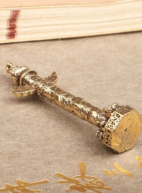 创意复古华表柱小摆件中华柱龙柱黄铜办公室桌面手把件家居饰品