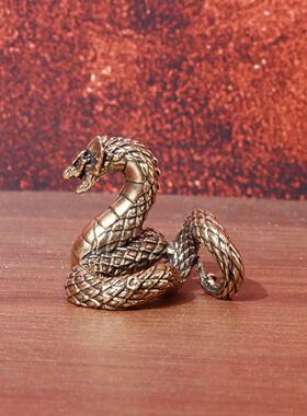 创意黄铜蛟龙入海居饰复古老物件办公室桌面茶宠工艺品小摆件