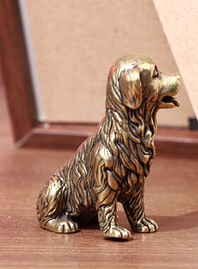 纯黄铜复古摆件茶宠摆设把玩件创意狗狗地摊产品礼品十二生肖金毛