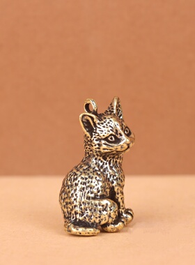创意复古手工黄铜小猫钥匙扣