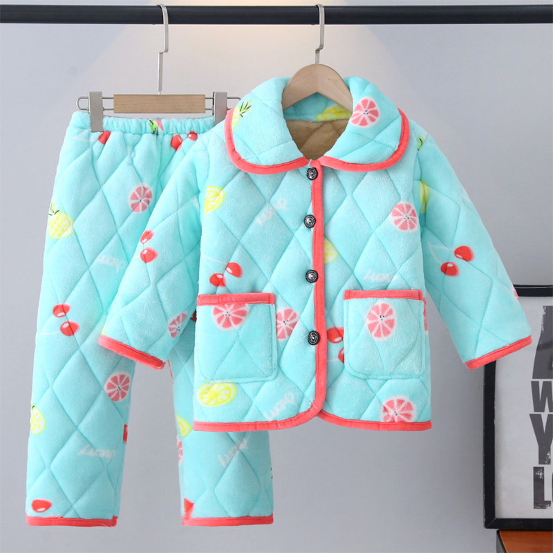 女童睡衣冬季加厚儿童家居服加绒男童秋冬法兰绒宝宝夹棉保暖套装,淘宝优惠券,粉丝福利购,淘宝优惠卷