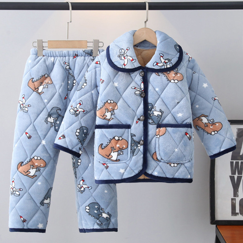 儿童睡衣冬季加厚加绒男童女童法兰绒女孩宝宝珊瑚绒保暖夹棉套装,淘宝优惠券,粉丝福利购,淘宝优惠卷