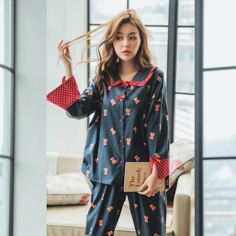 月子服春秋纯棉透气产后喂奶睡衣 欧美妃家居服套装