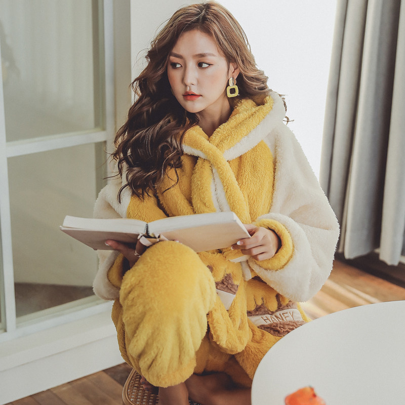 月子服秋冬季款产后加厚珊瑚绒睡衣 欧美妃家居服套装