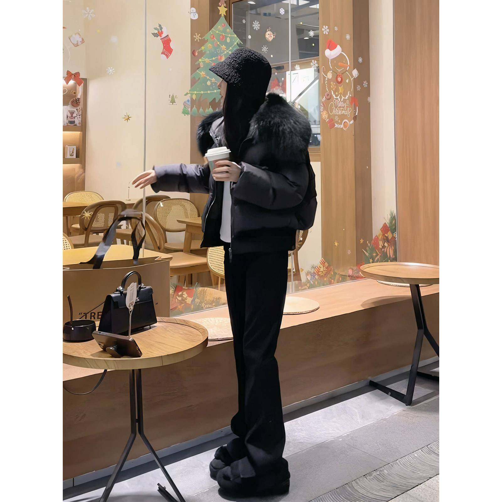 时尚高级感大毛领外套女2025年冬季新款洋气显瘦百搭短款羽绒棉服,淘宝优惠券,粉丝福利购,淘宝优惠卷