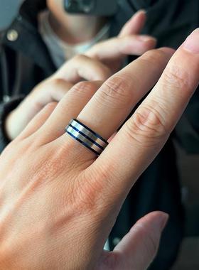 狂饰风男钛钢简约戒指