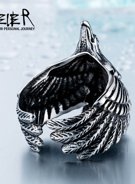 朋克风钛钢情侣指环手饰品