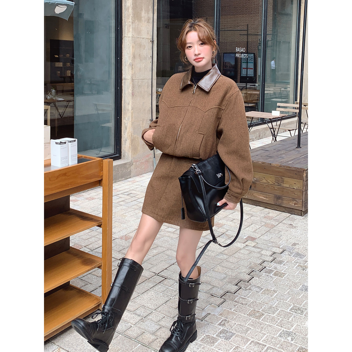 巨好看美拉德毛呢半身短裙套装女早秋高级感大方得体穿搭一整套冬 - 图2