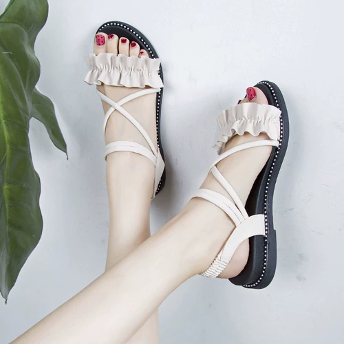 Сандалии, летняя обувь, универсальные туфли, коллекция 2022, в цветочек, стиль бохо