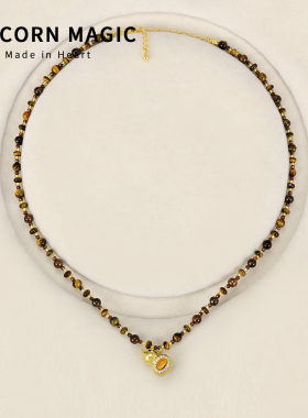 金色项链日常百搭虎眼石脖子配饰