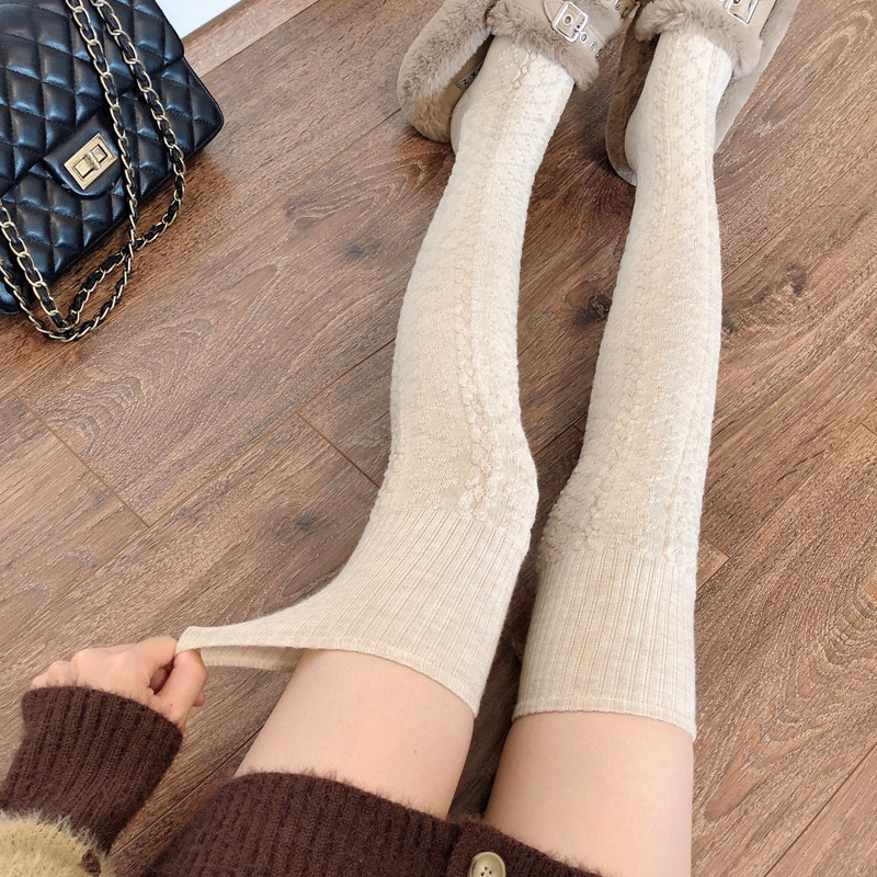 秋冬加厚米白色长筒袜加绒保暖灰色高筒袜羊毛JK大腿袜过膝袜子女,淘宝优惠券,粉丝福利购,淘宝优惠卷