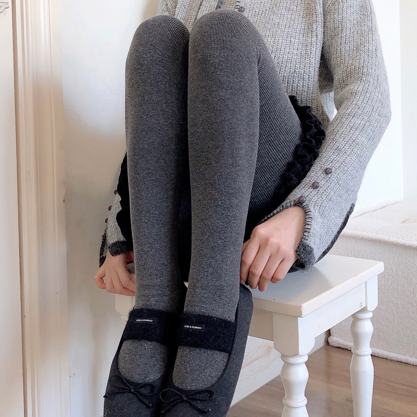 秋冬季加绒咖啡色打底裤袜女外穿加厚保暖烟灰色连裤袜显瘦踩脚袜 - 图2