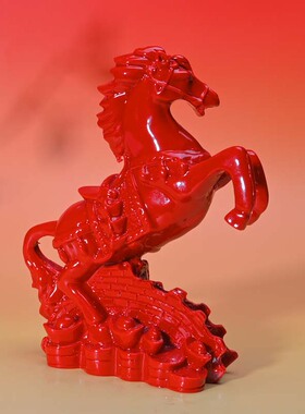 朱砂摆件马上发财公司家q居客厅办公室装饰镇宅招财摆设红色马百