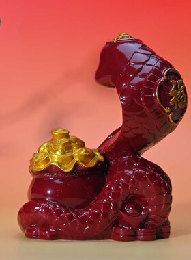 朱砂招财摆件雕刻十二生肖客厅蛇形工艺品吉祥物客厅玄关摆件