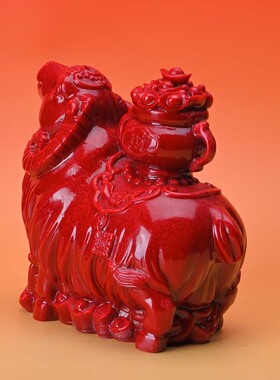 正品朱砂紫砂洋洋如意摆件招财进宝聚宝盆家居装饰品工艺品