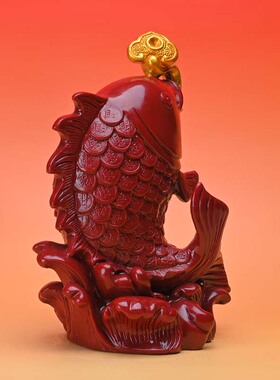 朱砂紫金砂年年有鱼鲤鱼饰品家用客厅年年有鱼摆件礼品装饰品