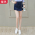 Quần short denim nữ 2019 xuân hè hè mới thời trang Hàn Quốc eo cao là quần lưới mỏng màu đỏ hoang dã - Quần jean jean nữ Quần jean