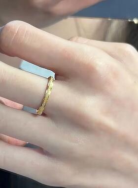 可水洗不掉色气质轻奢感磨砂钛钢戒指女小众新款情侣男女食指戒