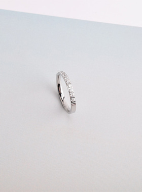 日韩版钻戒钛钢镀彩金玫瑰金半满