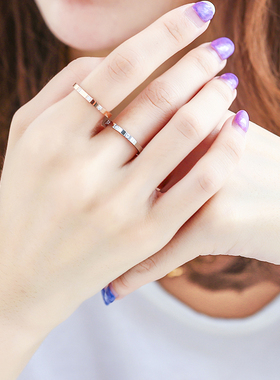 玫瑰金钛钢日韩风不掉色戒指