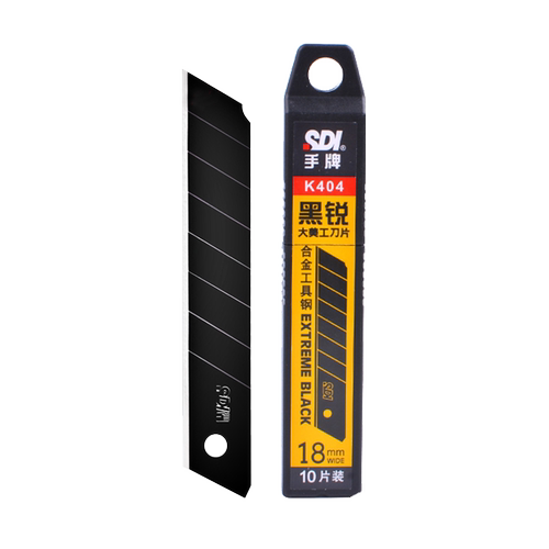 sdi手牌k404刀片大号18mm黑刃裁纸箱切胶皮地垫工业刀片 - 图0