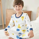 Хлопковое термобелье для мальчиков, детское нижнее белье, хлопковый комплект, осенняя базовая пижама, свитер, подходит для подростков