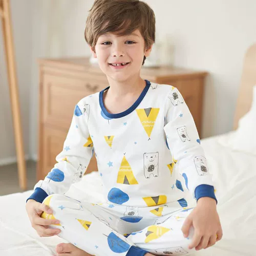 Хлопковое термобелье для мальчиков, детское нижнее белье, хлопковый комплект, осенняя пижама, свитер, подходит для подростков