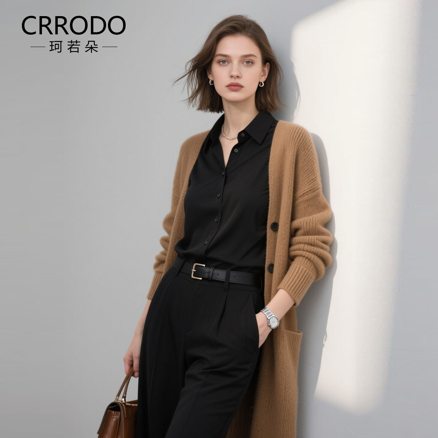 黑色衬衫女长袖2025秋冬季新款职业上衣高级感内搭漂亮小衫黑衬衣 - 图2