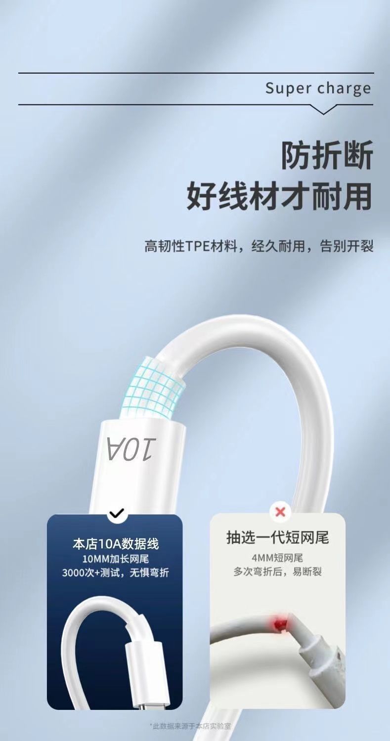 120W超级快充适用荣耀华为OPPO安卓VIVO充电器p50数据线闪充通用