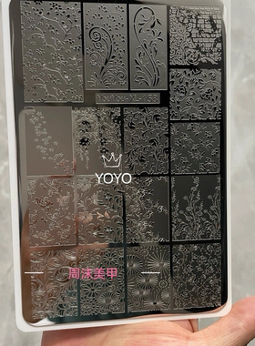 转转新款美甲钢板螺钿镂空图案精细唯美模具印花油转印板美甲工具