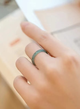 天然独龙玉戒指冰种玉石指环多款式细圈男女款真玉戒圈尾戒正品