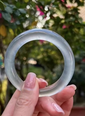 天然云南独龙玉白月光翡翠色手镯