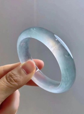 天然独龙玉冰种蓝钢翡翠色国风浅蓝玉镯库里蓝蓝水湖水蓝手镯正品