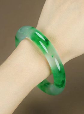 天然独龙玉高冰种胖圆条细条手镯