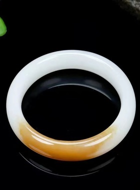 天然新疆金丝玉一口糖手镯糖白玉镯送妈妈女友高档镯子礼物正品