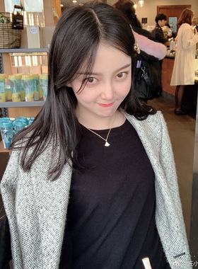 洗澡不掉色钛钢天然白贝母法式温柔项链扇形锆石镀18k气质锁骨链