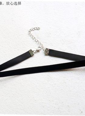 欧美ins极女风黑&红色绒带颈链choker气质项圈短款锁骨链项链简约