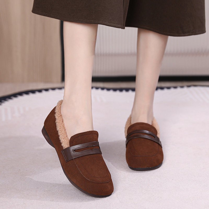 磨砂皮豆豆鞋女软底舒适一脚蹬勃肯鞋冬季毛毛鞋百搭乐福鞋妈妈鞋,淘宝优惠券,粉丝福利购,淘宝优惠卷