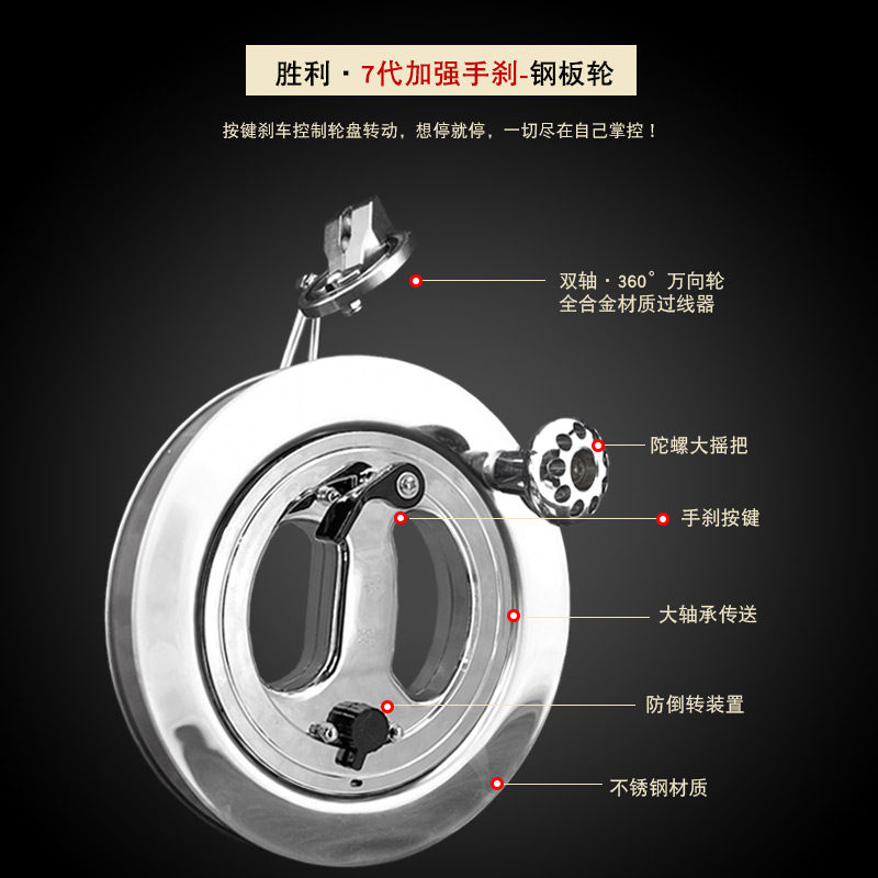 胜利不锈钢风筝轮成人专用手握钢板轮手刹车防倒转静音大轴承线盘 - 图0