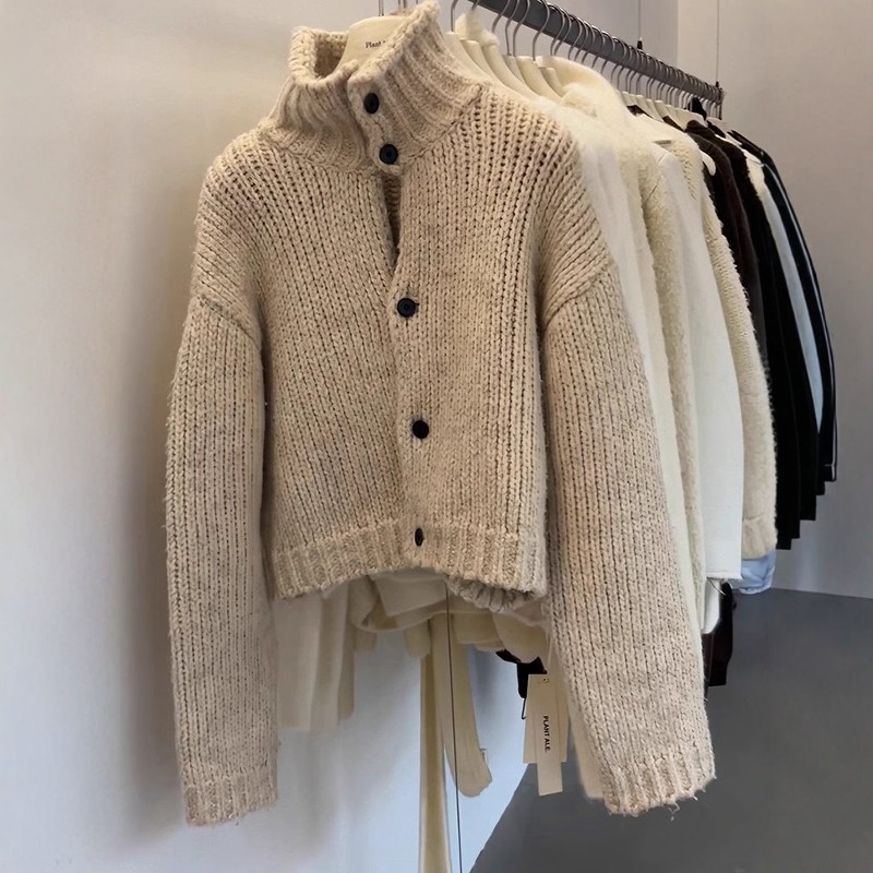 重工加厚100%山羊绒开衫女高领短款2025秋冬新款宽松针织毛衣外套,淘宝优惠券,粉丝福利购,淘宝优惠卷