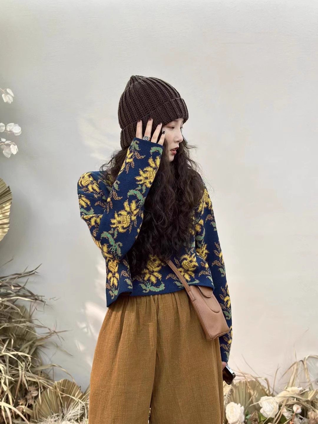 100%纯山羊绒毛衣女短款2025秋冬新款复古提花拼色针织加厚打底衫,淘宝优惠券,粉丝福利购,淘宝优惠卷