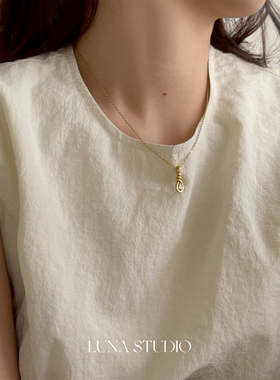 轻奢小众水滴镶钻金色锁骨链女